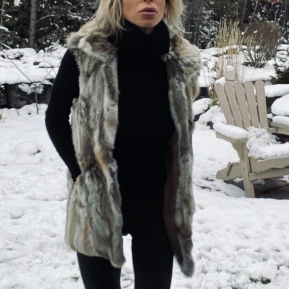 Adrienne Landau Fur Vest in Neutrals - Picture 3 of 5